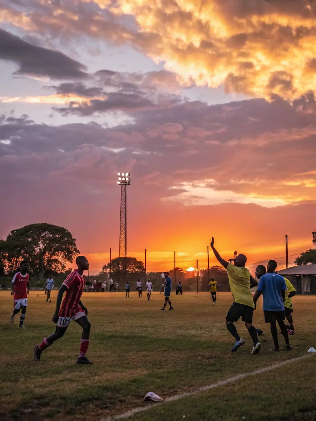 A photo of participants of various ages engaging in a soccer match, highlighting the association's inclusive approach and commitment to providing activities for all age groups.